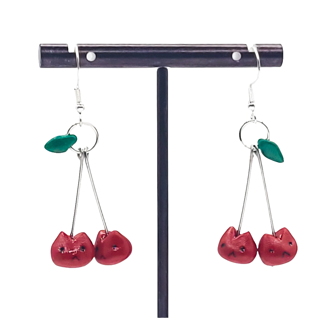 Cherry Cat Earrings