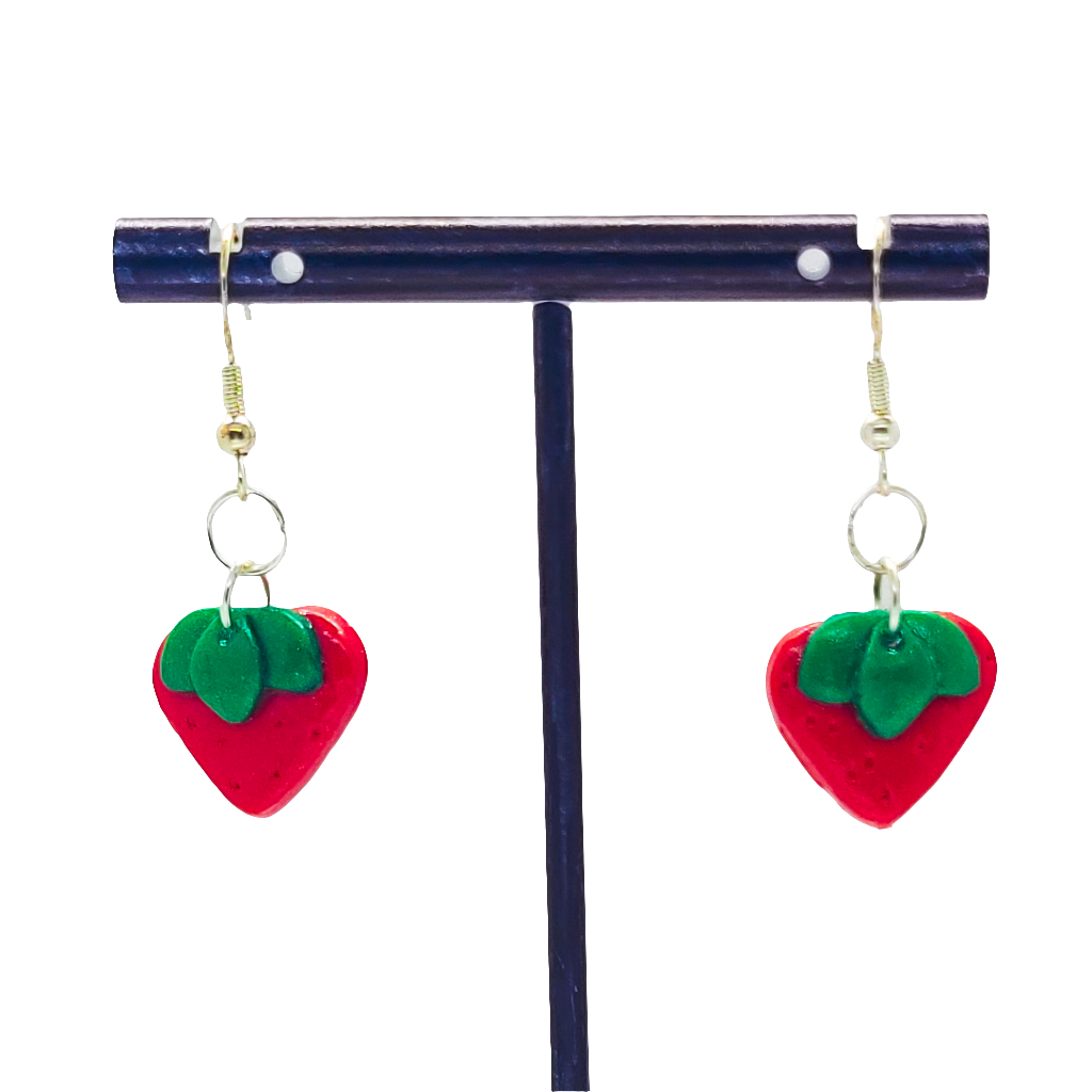 Flat Strawberry Earrings